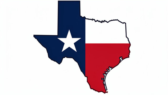 Texas map silhouette with flag colors and star symbol vibrant and distinctive for travel or education use