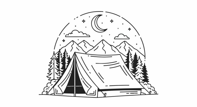 Black and white tent camping outdoors.