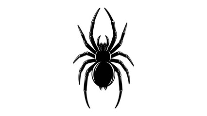 Black Spider Silhouette: A striking black silhouette of a spider, with its eight legs spread wide and a bulbous abdomen, presents a bold and minimalist graphic representation of this arachnid. © Susmita