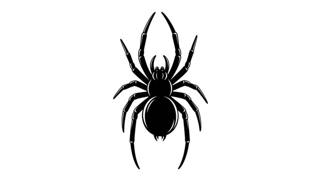 Black Spider Silhouette: A striking black silhouette of a spider, with its eight legs spread wide and a bulbous abdomen, presents a bold and minimalist graphic representation of this arachnid.