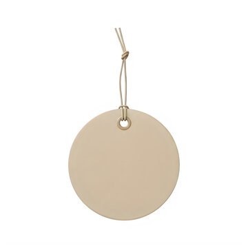 Simple beige circular tag with string attachment