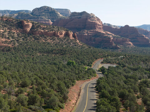 Winding road through the Sedona red rocks