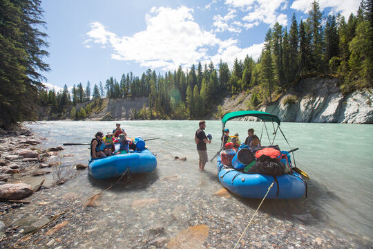 Group takes a break during a scenic river adventure