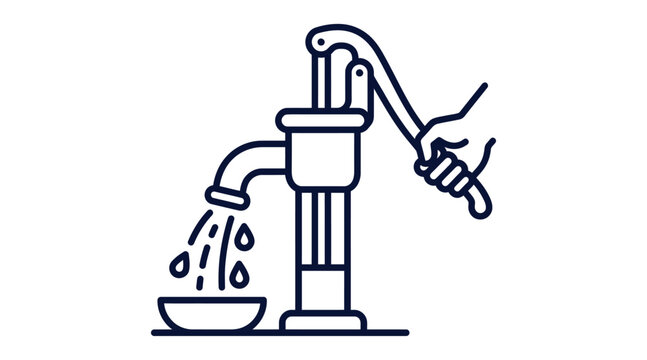 Hand operating water pump filling bowl icon