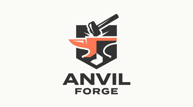 Anvil Forge Logo with Hammer and Anvil Symbolism.
