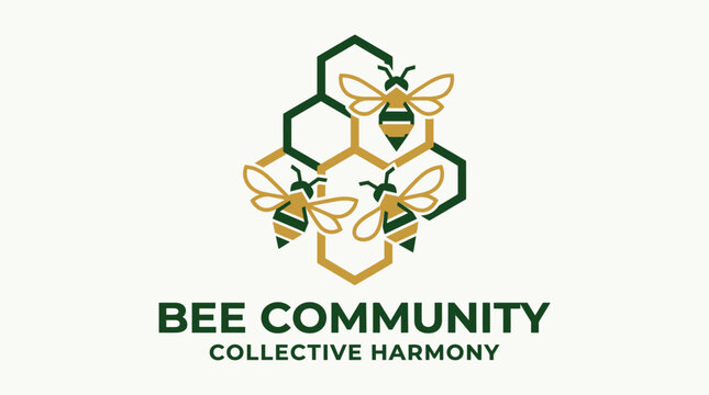 Bee Community Collective Harmony Logo Design.