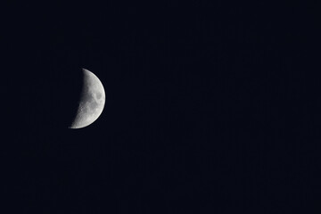 Waxing Moon Dark Night Sky with Detailed Lunar Craters © Christine Donnelly