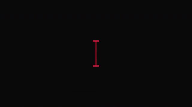 black background welcome text animation crimson red square brackets silver bold reveal 4K