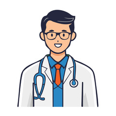 Fototapeta premium Doctor wearing glasses and stethoscope, flat design illustration