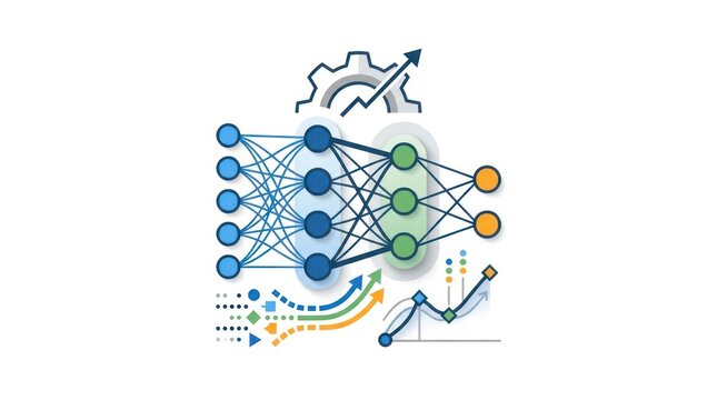 Abstract representation of a neural network and data analysis with growth graph