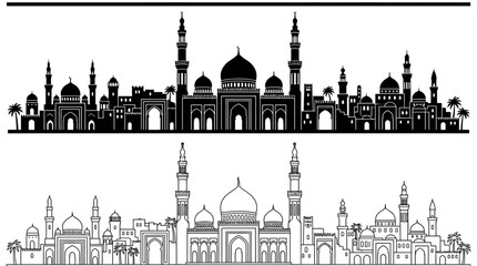 City skyline silhouette against a white background architectural illustration © Photo Sell