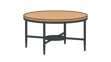 Fototapeta premium Round table with dark legs and tan tabletop vector illustration