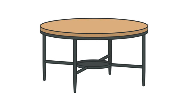 Round table with dark legs and tan tabletop vector illustration