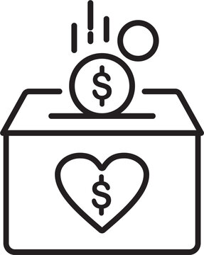 Donation Box Line Icon Charity Fundraising Concept