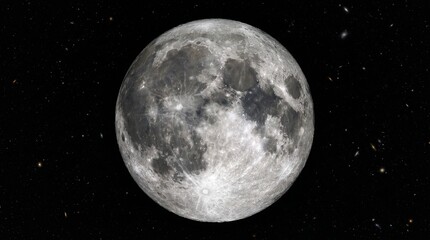 Obraz premium A detailed view of the full moon shining brightly in the dark night sky.