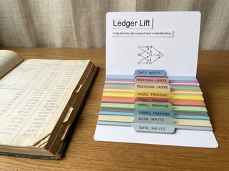 Naklejka premium Adapting to AI: Ledger Lift with Data Inputs and Neural Network