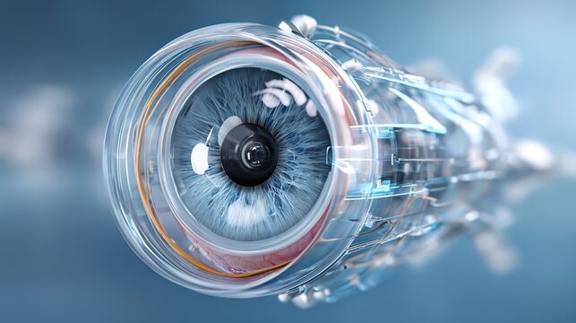 Cataract Surgery Procedure in Modern Ophthalmology Operating Room, Surgeon Performs Phacoemulsification to Remove Cloudy Eye Lens and Implant Intraocular Artificial Lens