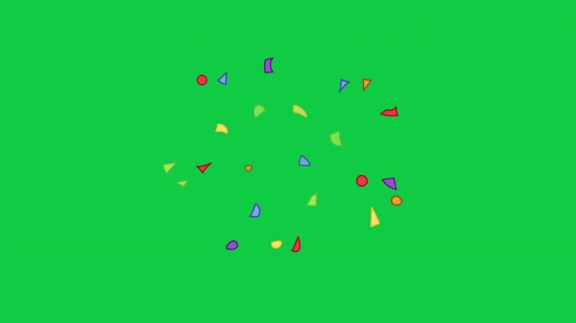 Confetti tiny scattered paper bits looping animation for subtle party overlays green screen