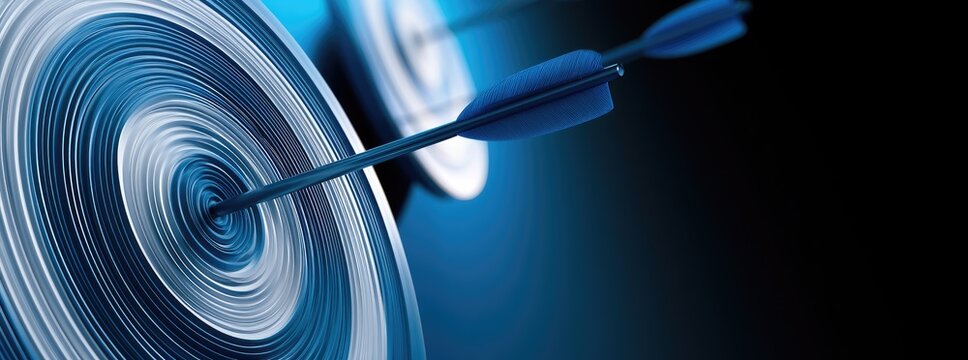Blue arrow hitting the center of a spinning target