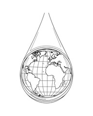 Obraz premium Detailed black and white vector illustration of the globe showing continents with a simple outline design