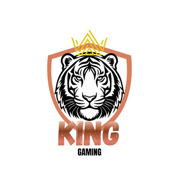 king - 1 king logo- tigger king logo design- king gaming- tiger king