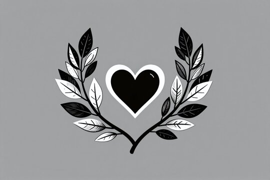 A black and white photo of a heart with a cross on it
