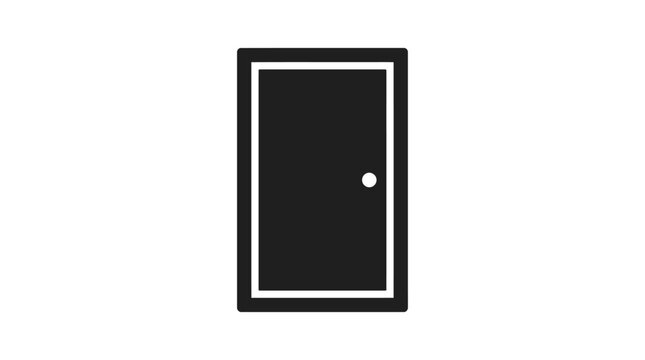 Rectangular door with knob black and white silhouette
