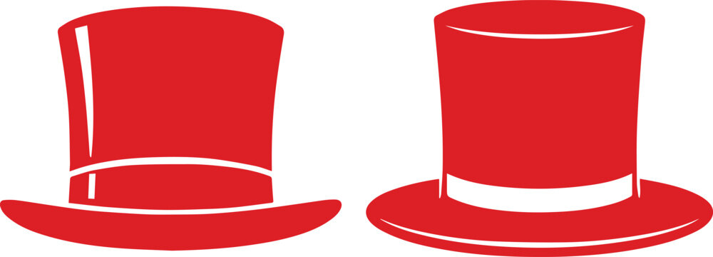 Red top hat with white band illustration Vector