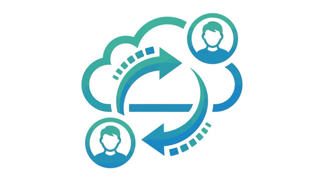 People sharing data through cloud computing network technology