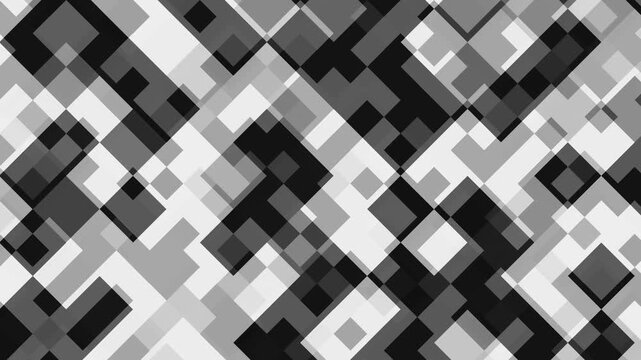 Geometric, pixelated, black and white, abstract background pattern