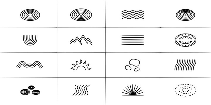 Chess Pieces Stylized as Black and White Ideograms in a 3x4 Grid Featuring Symbols, Abstract, Art with Design and Illustration Elements for Vector