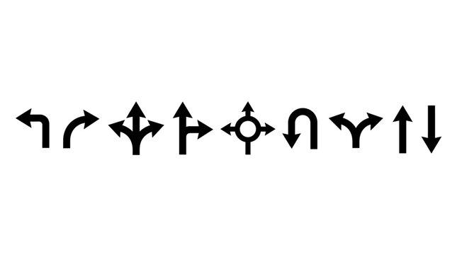 A mystical symbol with various arrows and shapes arranged horizontally on a plain surface.
