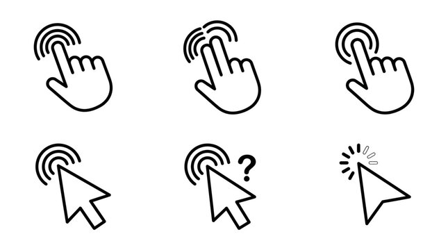 Illustrations of various computer mouse and touch gestures icons are shown