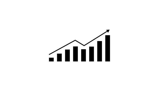 Motion animated footage. Statistics bars columns growth, arrow up. Finance, Bar graph going up, Profit concept, positive increase chart. Motion graphics of business graph concept