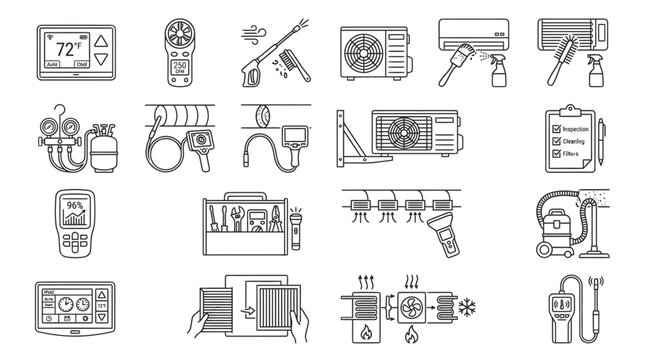 HVAC and Air Conditioning Service Icons