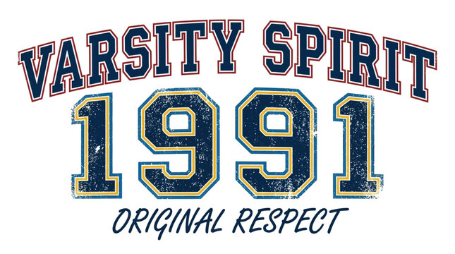 Athletic varsity style slogan graphic design featuring number twenty nine in bold collegiate typography isolated on white background for apparel and sports fashion typography collection