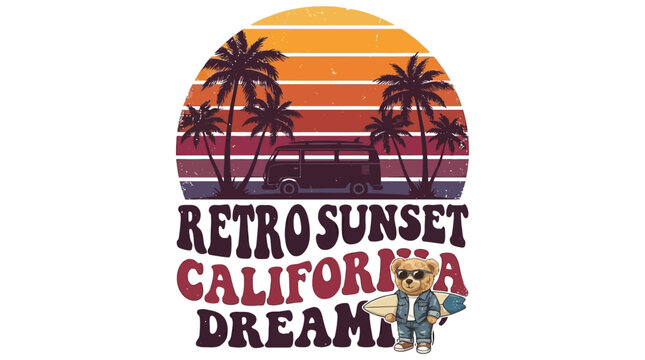 Collection of twenty four vintage sunset graphic design elements for apparel shirt prints featuring retro sun circles with distressed texture isolated on a clean white background