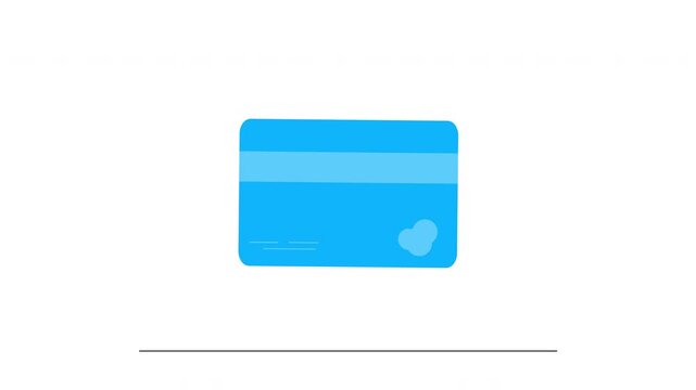 Simple blue credit card icon with rounded corners on a clean white background, representing financial transactions