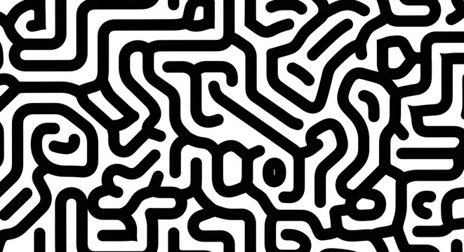 Abstract black and white pattern with curving lines for background design