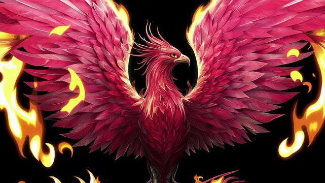 Majestic phoenix bird rising from flames digital art