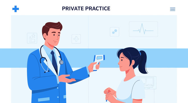 Medical Professional Checking Patient's Temperature In a Private Practice Environment