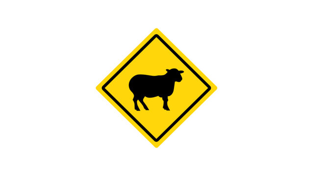 Sheep Crossing Traffic Sign Vector