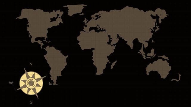 Green world map with location pin and text boxes on black. Global green world map with location pin for international logistics strategy distribution. Green world map banner.