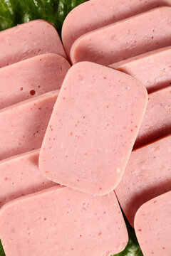 Fresh Sliced Pork Luncheon Meat Close-Up