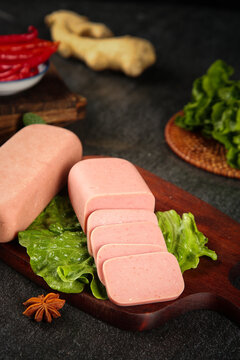 Sliced Pork Luncheon Meat with Fresh Greens and Spices