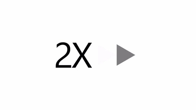 2x Speed Fast Forward Icon animation on transparent Background Loop Animation  in 4K animation with alpha channel 2X speed animation