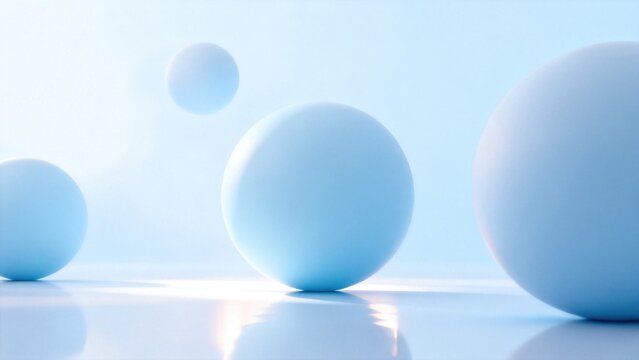 Blue spheres on reflective surface
