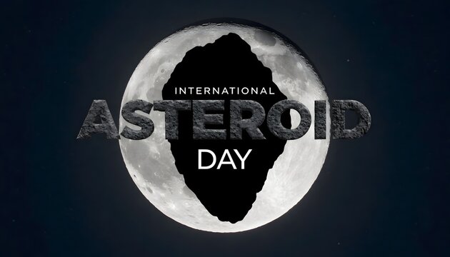 International asteroid day logo on a moon background