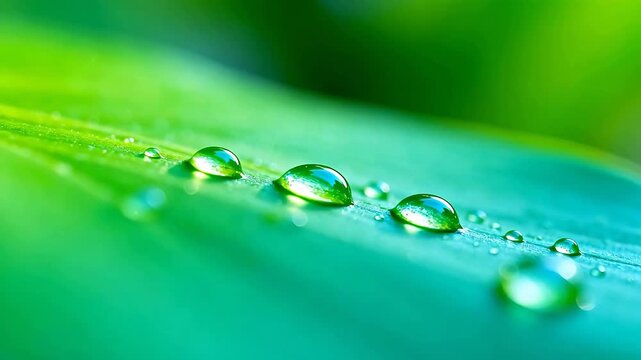 Water droplets on green leaf