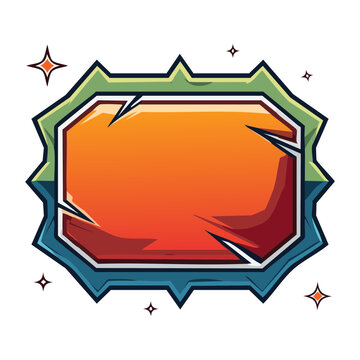 Cartoon game button with orange and red gradient
